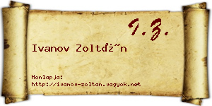 Ivanov Zoltán névjegykártya